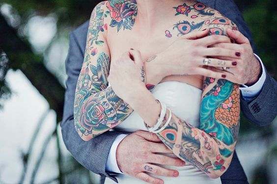 Tattooed bride wedding photo