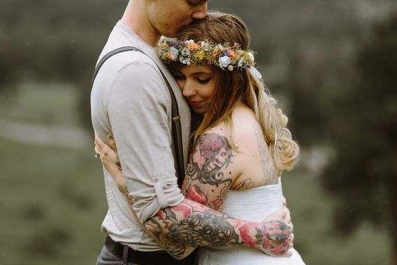 Beautiful tattooed bride and groom